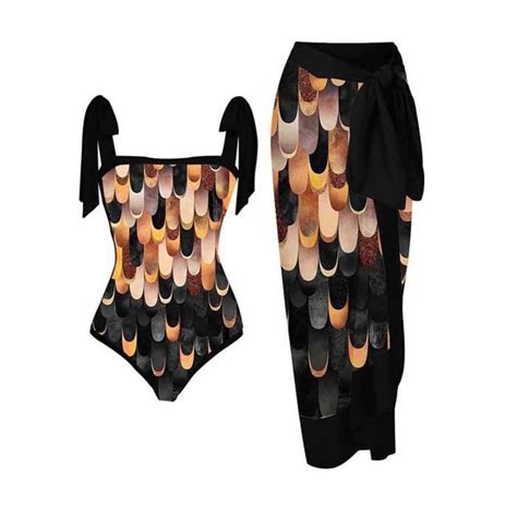 Maillot De Bain Une Pi Ce Bikini Maxi Robe Deux Pi Ces En Mousseline Lacets Noir A Noir