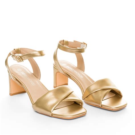 Gold Faux Leather Sandals Women Sandals Women Heeled Shoes Women