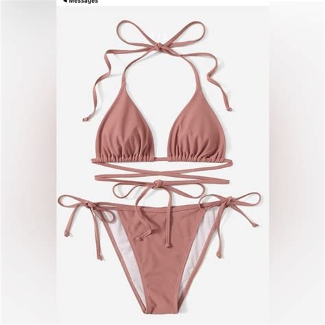 Swim Sexy Bikini Set Halter Wireless Triangle Bra Tie Side Bottom Brand New Poshmark