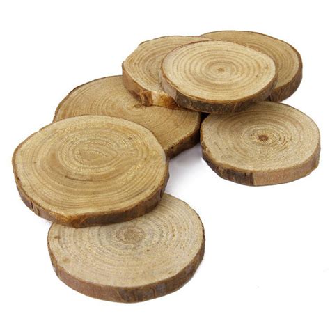 25 Pcs Round Natural Rustic Wooden Discs with Bark Surround Crafts Wedding