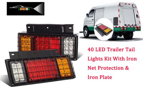 LIMICAR 2PCS 40 LED Trailer Tail Lights Kit With Iron Net Protection