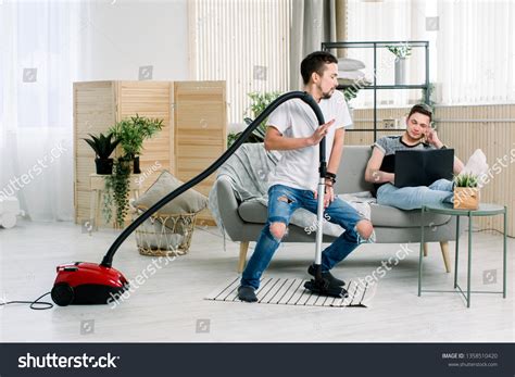 Happy Gay Man Cleaning Home Dancing Stock Photo Shutterstock