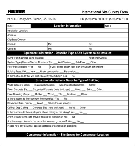 Site Survey Template 12 Free Word Pdf Documents Download