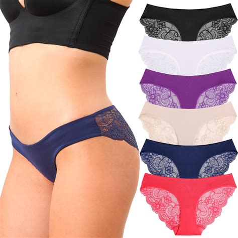 Kingfung 3 6 Pack Women S Invisible Seamless Bikini Underwear Half Back Coverage Panties Small