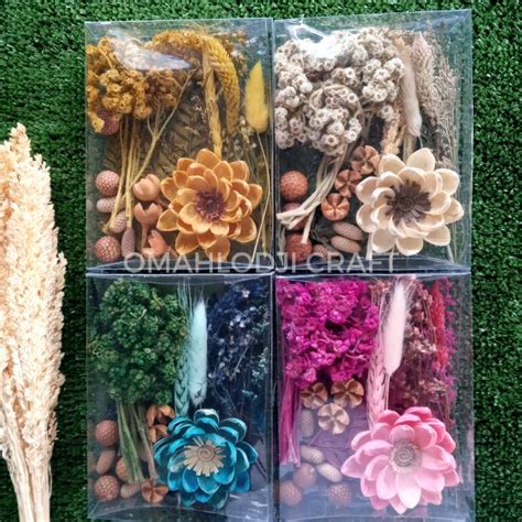 Jual Paket Mix Dried Flower Bunga Kelobot Bunga Kering Rustic Hiasan