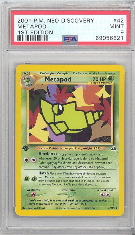 PSA 9 Pokemon Card Neo Discovery 42 75 METAPOD Uncommon 1st