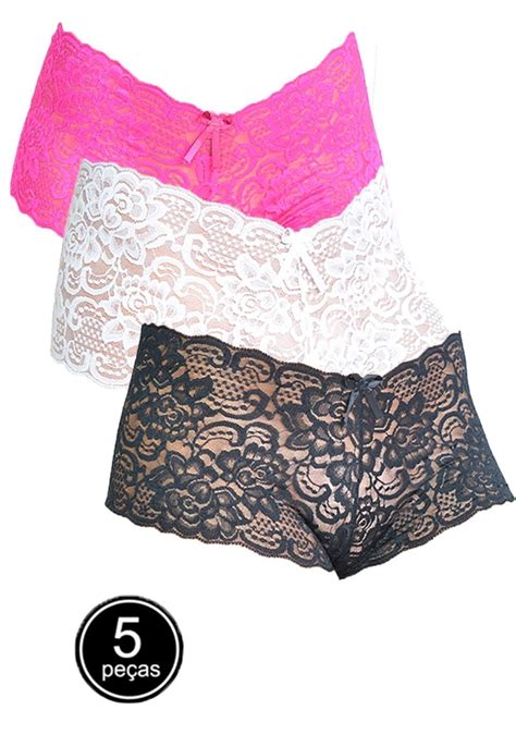 Kit 5 Calcinha Feminina Bella Fiore Modas Renda Lingerie Sexy Caleçon Compre Agora Dafiti Brasil