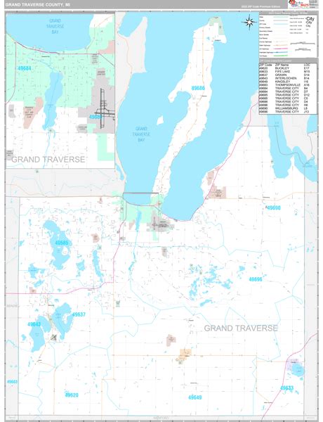 Grand Traverse County Wall Map - Premium - MarketMAPS