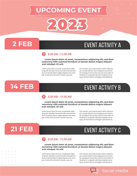 Upcoming Monthly Event Schedule Flyer Poster Template 19507597 Vector