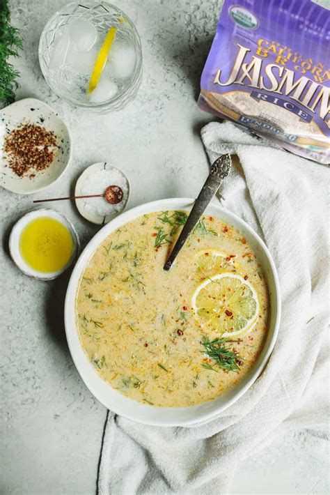 Creamy Vegan Greek Lemon Rice Soup