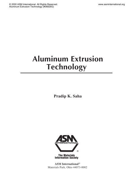 Aluminum Extrusion Technology - ASM Central Virginia - ASM ...