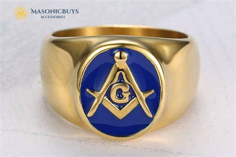 Gold Vintage Blue Lodge Masonic Ring With Blue Enamel Masonicbuys
