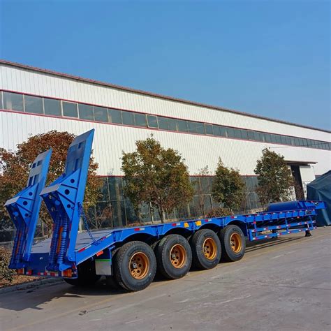 2 7 Axle 40 Ton Heavy Duty Gooseneck Low Loader Bed Trailer With