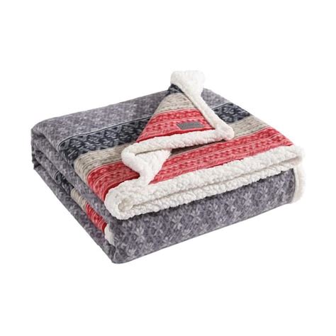 Eddie Bauer Fair Isle Silver Ikat Sherpa Reverse Throw Blanket 201343 The Home Depot