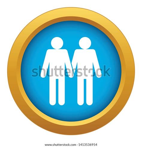 Two Men Gay Icon Blue Vector Stock Vector Royalty Free