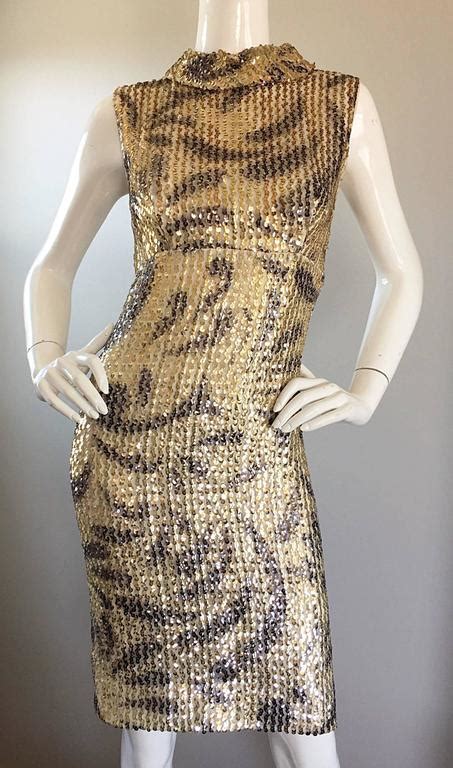 Elinor Gay S Vintage Gold Black Sequin S Retro Mod Wiggle Shift Dress At Stdibs Black