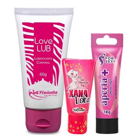 KIT LOVE LUB Lubrificante Íntimo XANA LOKA Gel Excitante Gel Adstringente APERTA MAIS SEX