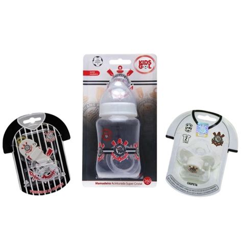 Mamadeira Corinthians - Conjunto kit Mamadeira 260ml Chupeta Prendedor do Corinthians Timão ...