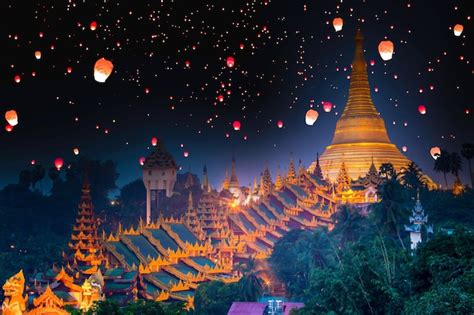 Premium Photo | Myanmar view of shwedagon pagoda a night shwedagon ...