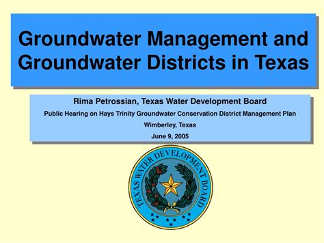 Ppt Groundwater Management And Groundwater Districts In Texas