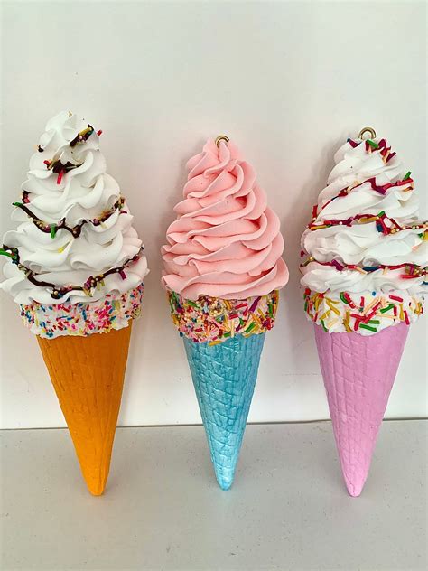 Fake Whipped Ice Cream Cone Fake Ice Cream Faux Dessert Wall Etsy Uk