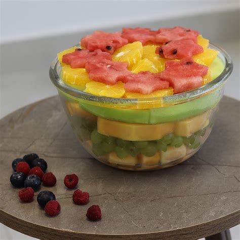 Star Water Melon Cut Fruit Bowl White Rose Flowers