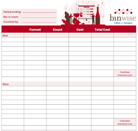 11 Facets Of A Free Bar Inventory Spreadsheet And Template