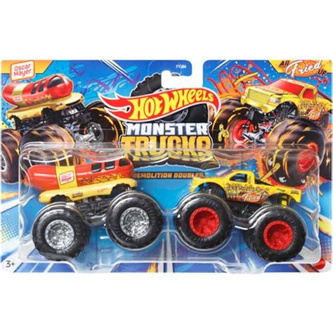 Hot Wheels Monster Trucks Demolition Doubles Oscar Mayer proti All Fried Up 2 delni set pošasti