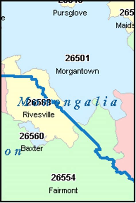 MONONGALIA County, West Virginia Digital ZIP Code Map