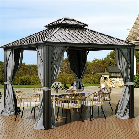 Buy YITAHOME 10x10ft Hardtop Gazebo With Nettings And Curtains Heavy