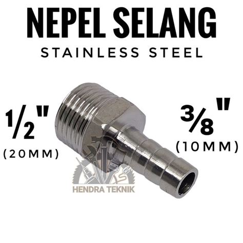 Jual NEPEL SELANG 1 2 X 3 8 INCH SAMBUNGAN STAINLESS DRAT LUAR 19mm