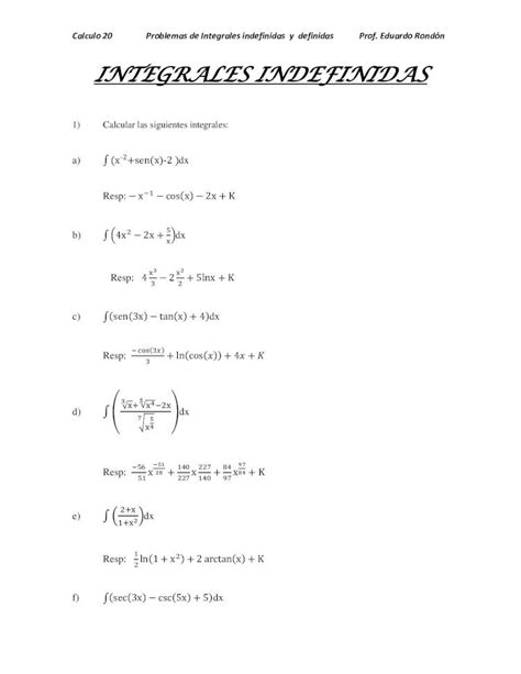 Pdf Integrales Indefinidas Ing Francisco Pulido Pdf Filecalculo