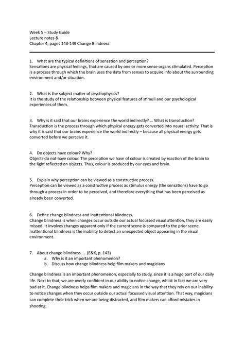 2019 Week 7 L5 Study Guide - Week 5 – Study Guide Lecture notes