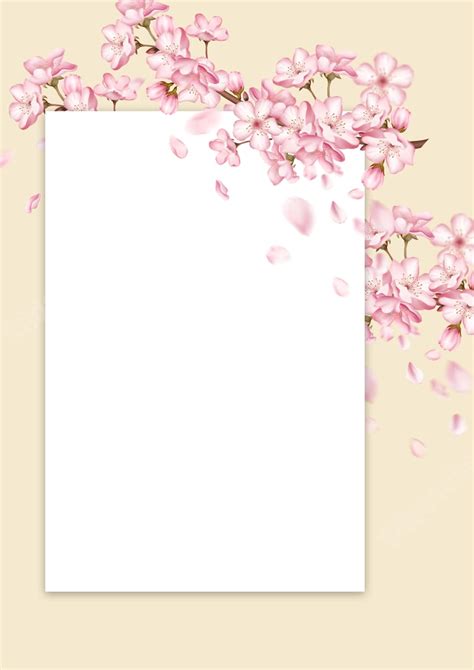 A Beautiful Spring Border With Falling Cherry Blossom Branches Page