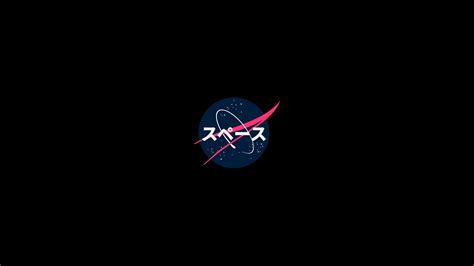 NASA, 4K, minimalism, logo, dark, Japanese Art HD Wallpaper