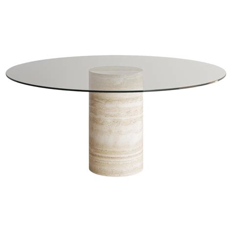 Voyage Dining Table I Glass In Nude Travertine For Sale At 1stDibs