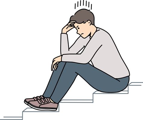 Stressed man sit on stairs thinking 21476328 PNG