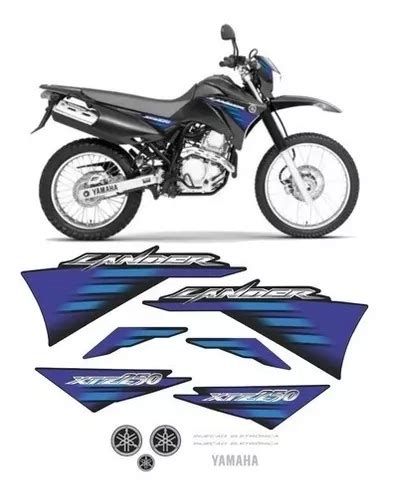 Kit Faixas Adesivos Emblema Yamaha Xtz 250 Lander 2007 Preta