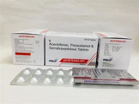 aceclofenac paracetamol serratiopeptidase tablets  box