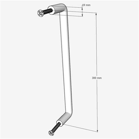 D Type Pull Handle 300mm Centres X 19mm Diameter Bolt Through SSS