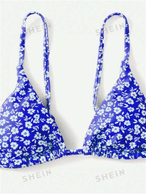 SHEIN Swim Vcay Ditsy Muster Bikini Set mit dünnen Schulterriemen und