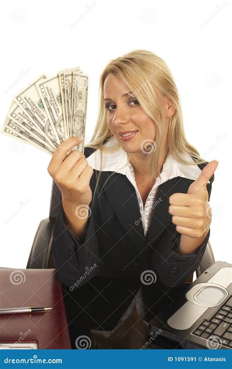 Beautiful Blonde Holding Money Stock Image Image Of Financial Career 1091591
