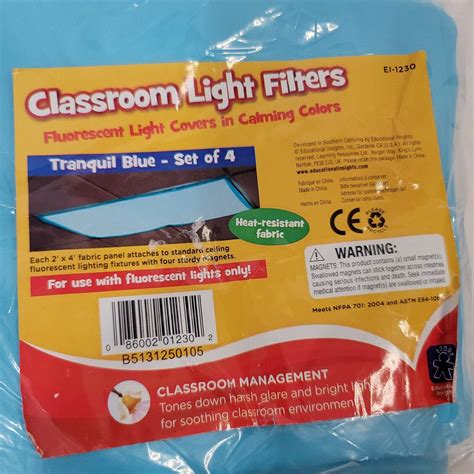 Nwt Educational Insights Fluorescent Light Filters Tranquil Blue Set Of 4 Ebay