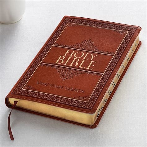 Kjv Bible Lux Leather Large Print Tan Indexed Celebrate Faith