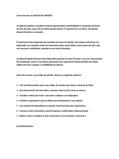 Como Escrever Artigo De Opinião - Como Escrever Um ARTIGO DE OPINIÃO JJ | PDF