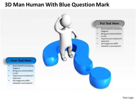 Business Development Process Flowchart 3d Man Human With Blue Question