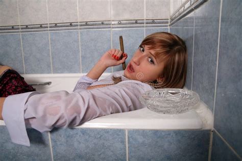 Blonde In Bathroom In Clothes Stock Image Image Of Girl Body