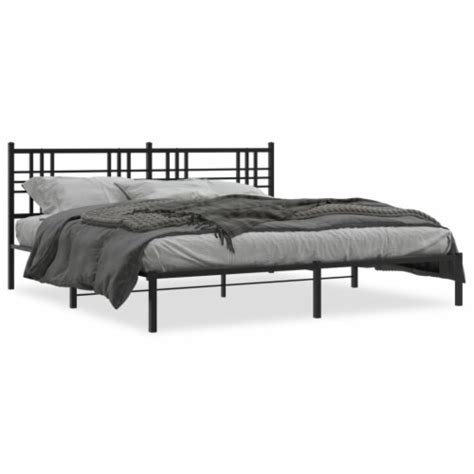 Vidaxl Metal Bed Frame With Headboard Black X King X