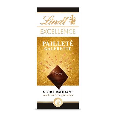 Lindt Excellence Tablette De Chocolat Noir Paillet Et Gaufrette