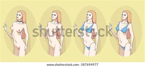 Beautiful Woman Posing Naked Bikini Yellow Stock Vector Royalty Free 587694977 Shutterstock